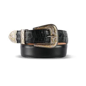 Mens Texas Country Belt Caiman punta negro original