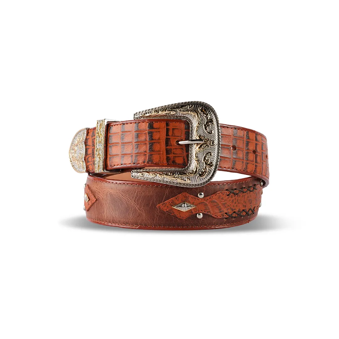 Mens Texas Country Belt Caíman drandy punta Diamante