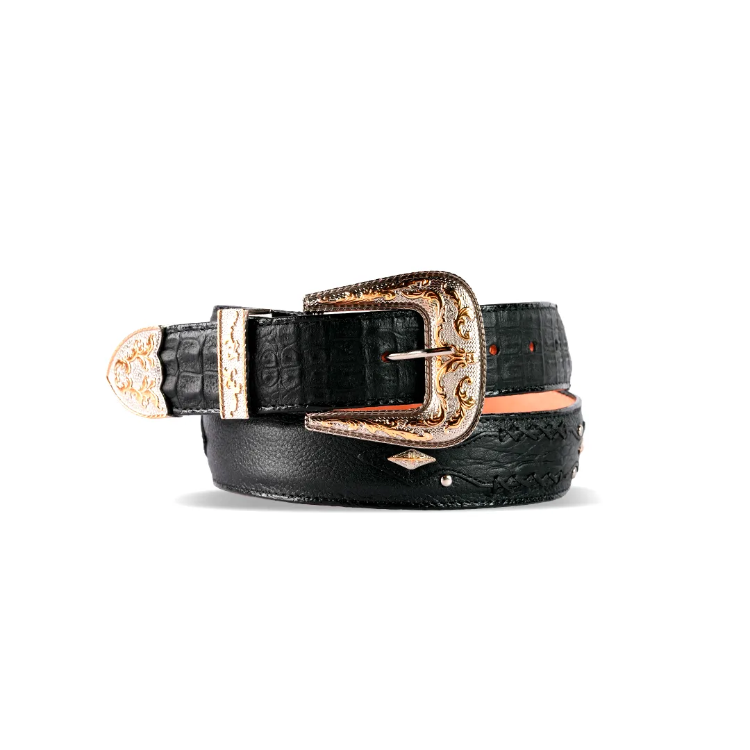 Mens Texas Country Caíman NEGRO punta Diamante