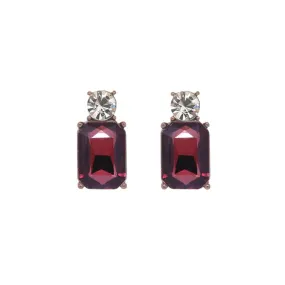 Mini Gem Earrings In Burgundy and Clear