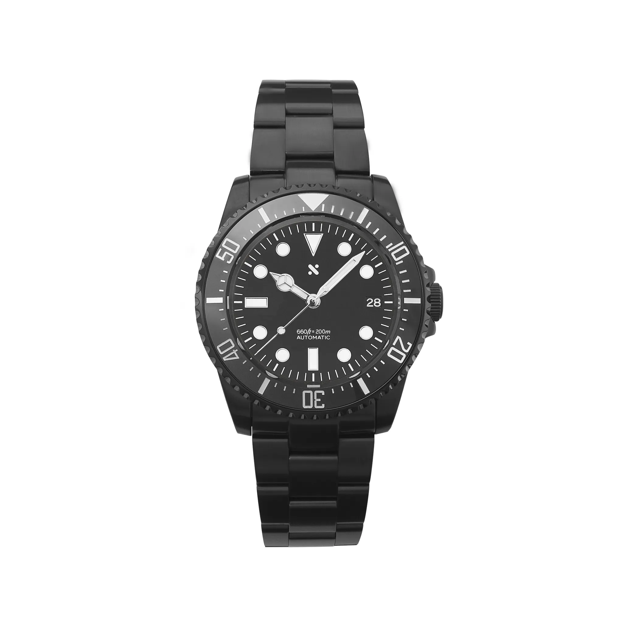 NMK04 Automatic Dive Watch: Lumed DSSD Black on Oyster Bracelet