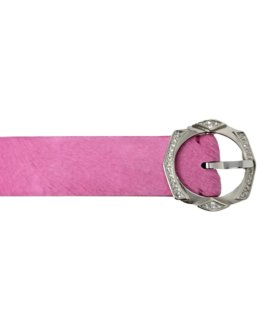 Pink Short Calf Hair Belt