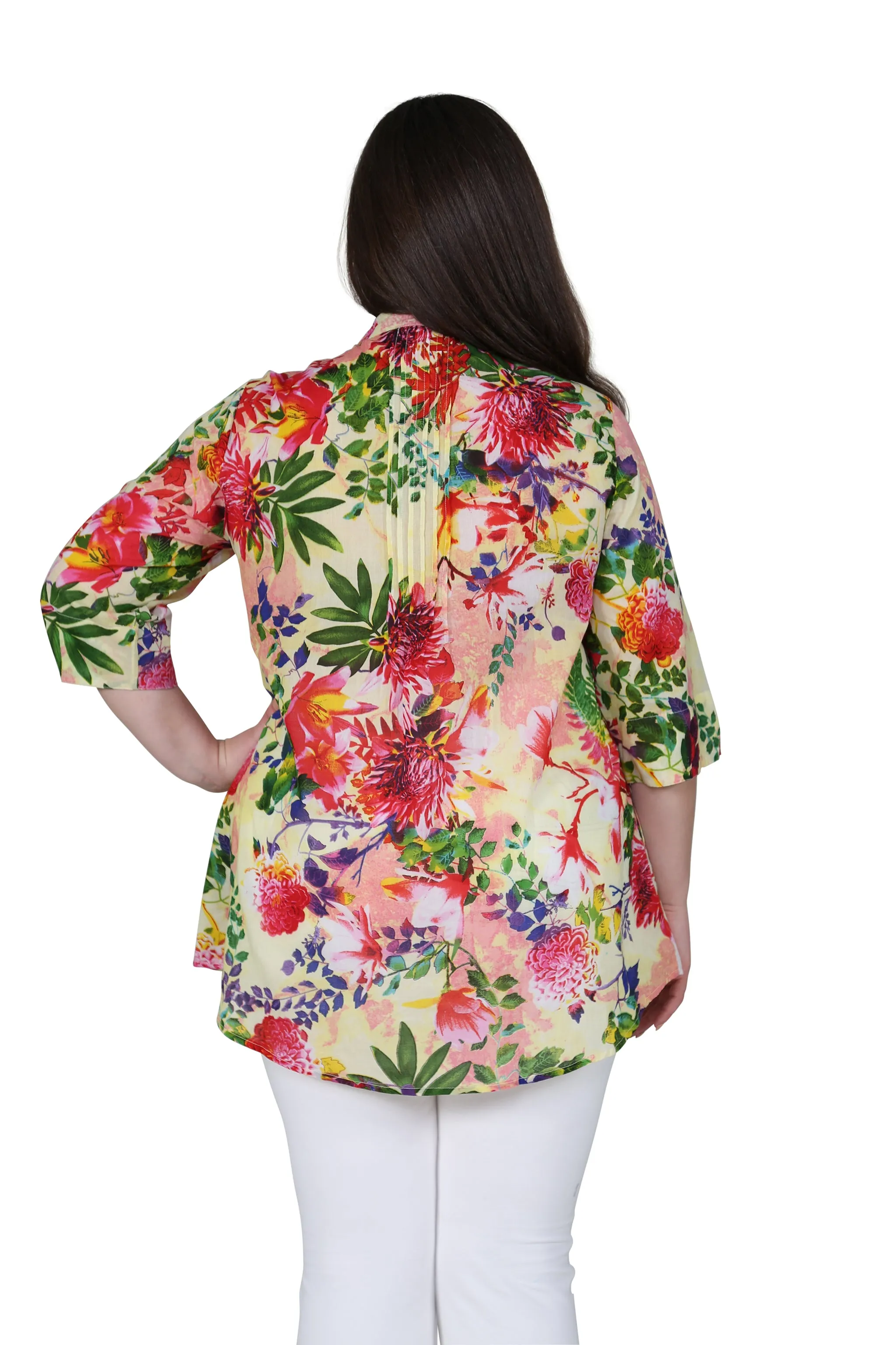 Plus Size Tropical Garden Release Print Tunic