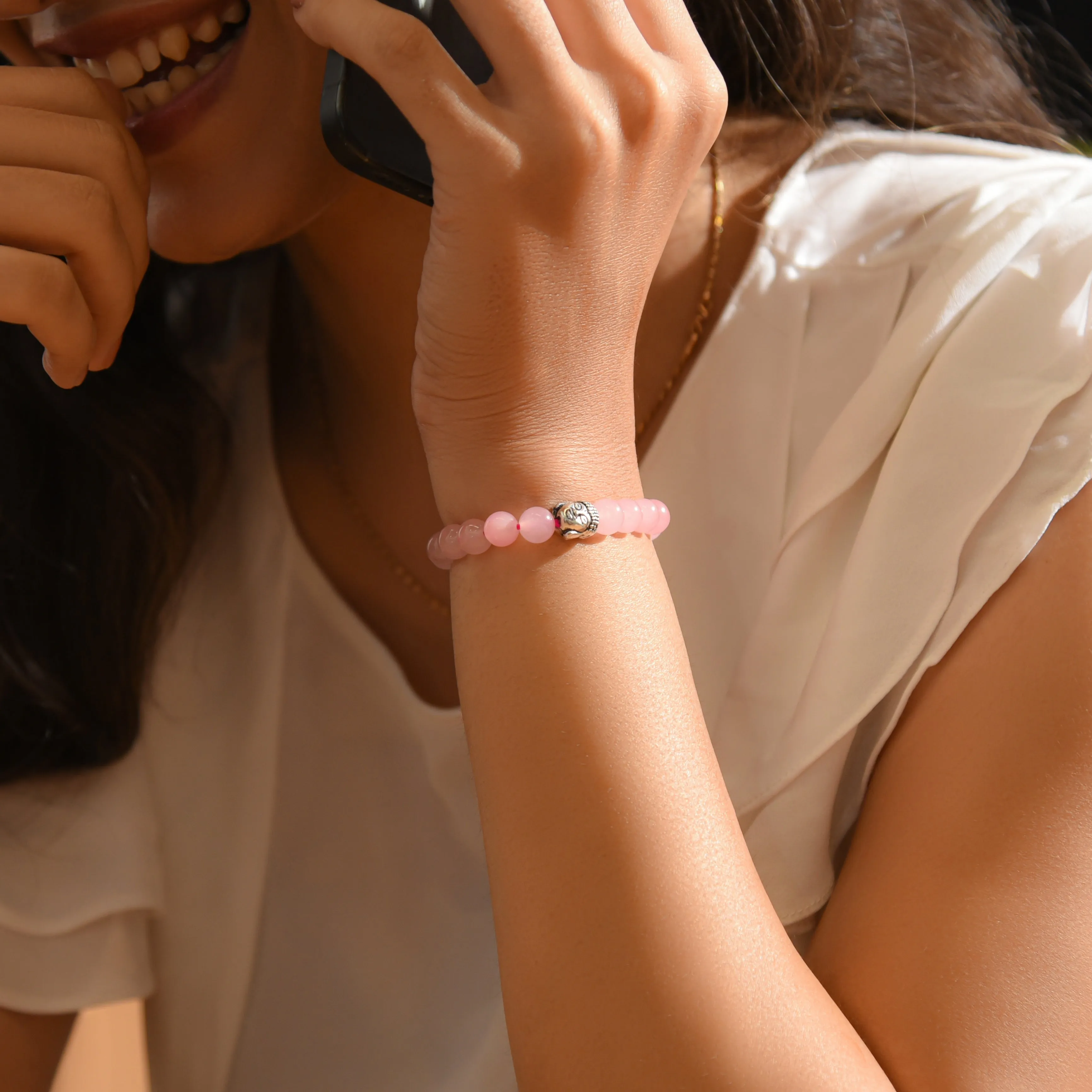 Rose Quartz Bracelet with Buddha