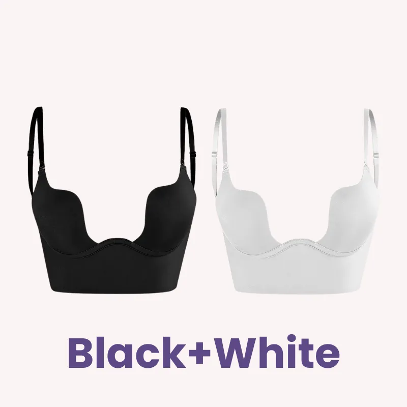 SheCurve® Low Back Secret Plunge Bra - Black Beige White (3 Pack)