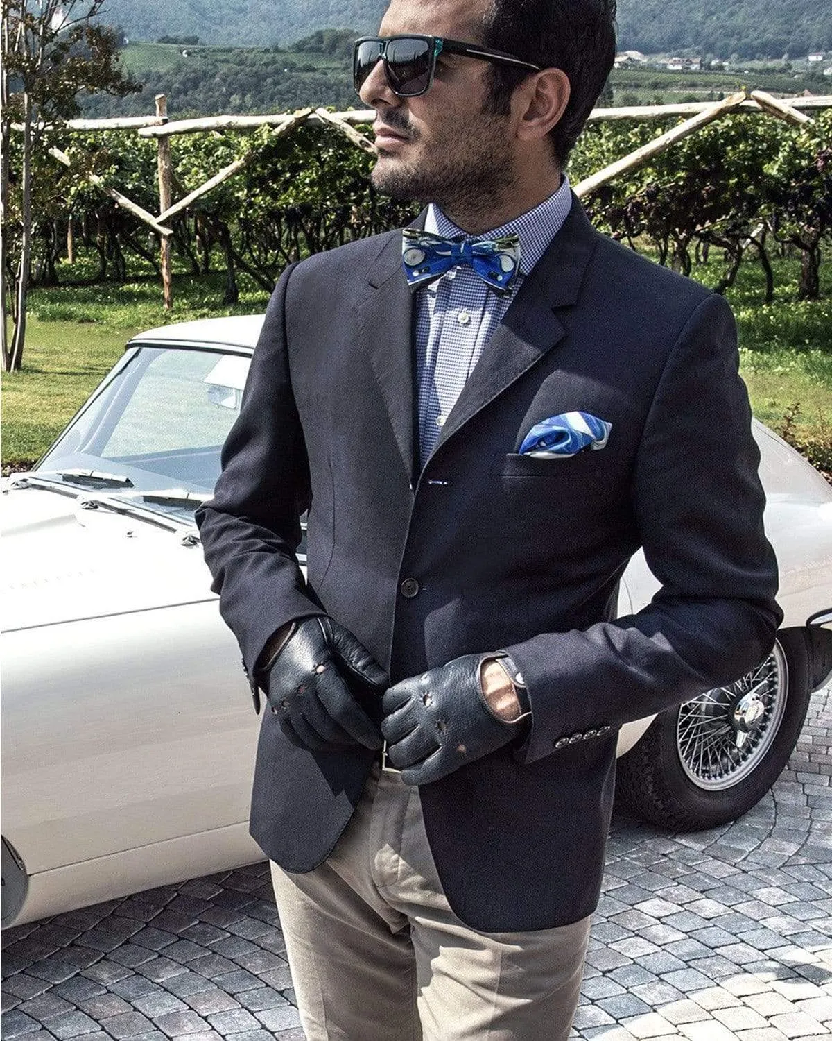 SIGNATURE WHEEL - Silk Bow Tie - Blue