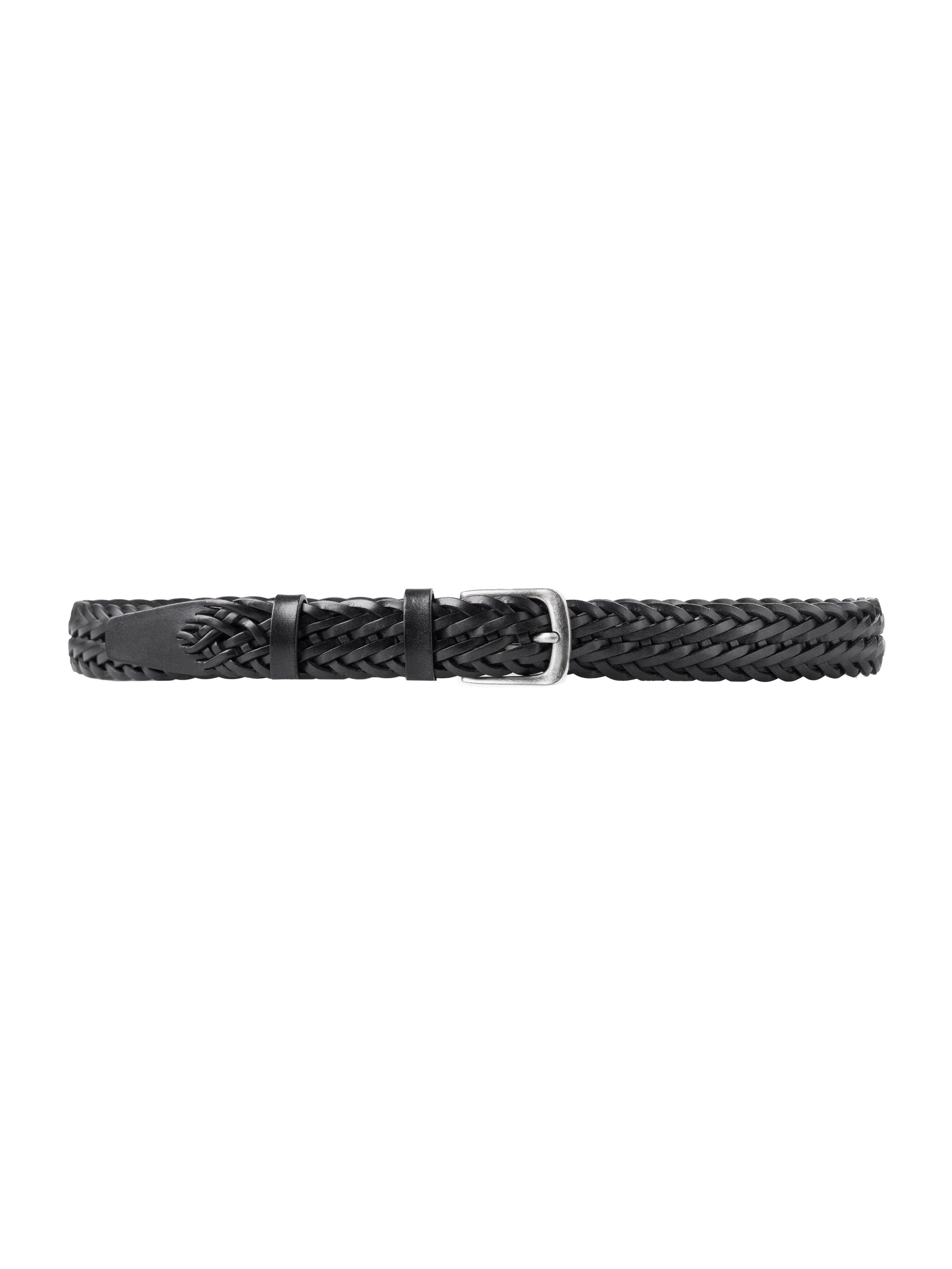 Weave Leather Belt with Palladium - Toned Buckle