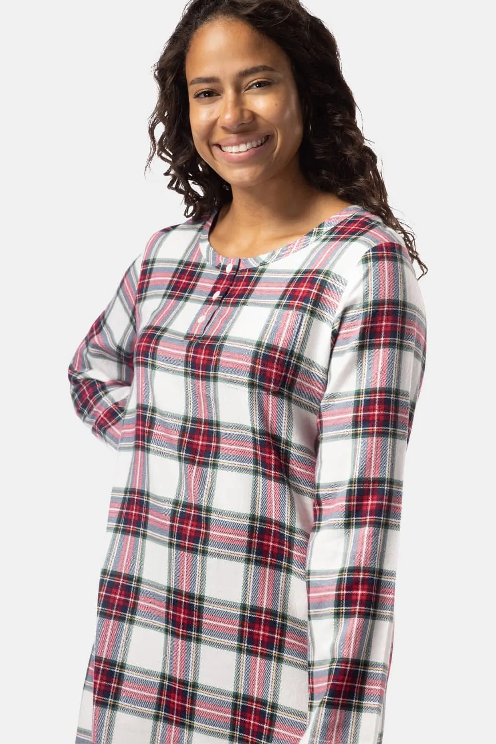 Women's EcoFlannel™ Below Knee Henley Nightshirt